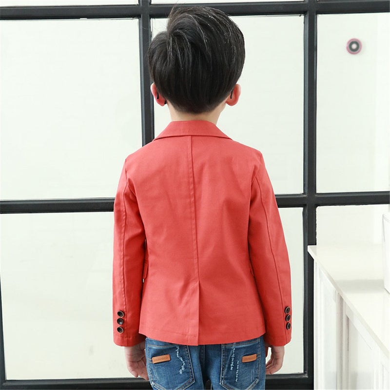 ELUCKFACE Boys Fashion Blazers Casual Jackets Coat Orange 9-10Years - Image 2